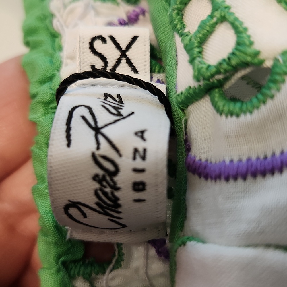 Charo Ruiz Ibiza Nina Short Dress Green and Purple Embroidered - Picture 6 of 13